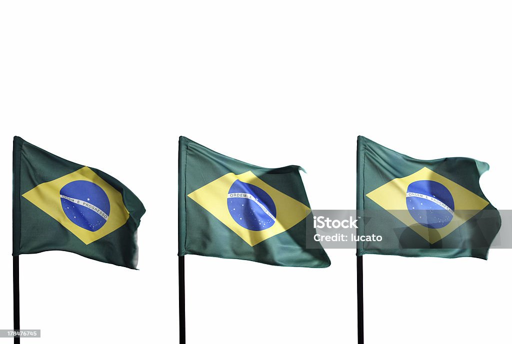 Bandiere del Brasile - Foto stock royalty-free di Albero maestro