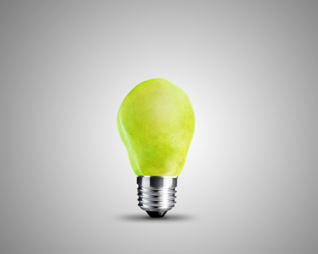 light bulb made from Green Pear , light bulb conceptual Image.