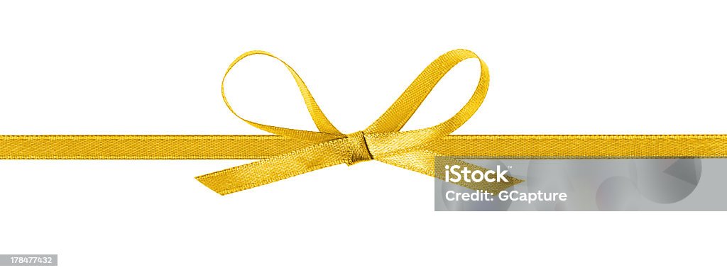 Thin Yellow Bow With Horizontal Ribbon Stock Photo - Download Image Now -  Gold Colored, Tied Bow, Thin - iStock