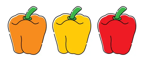 Vector illustration of Three Bell Peppers