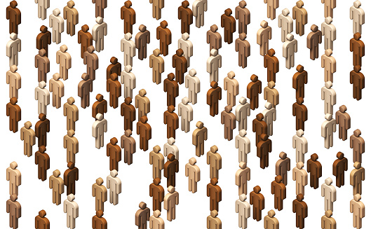 Crowd image with human pictograms (diverse races)