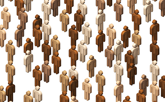 Crowd image with human pictograms (diverse races)
