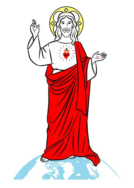 Vector illustration of Sacred Heart of Jesus