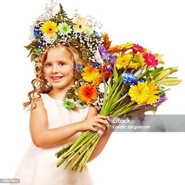 Little Girl With Flower Hairstyle Stock Photo - Download Image Now - Beautiful People, Beauty, Blond Hair