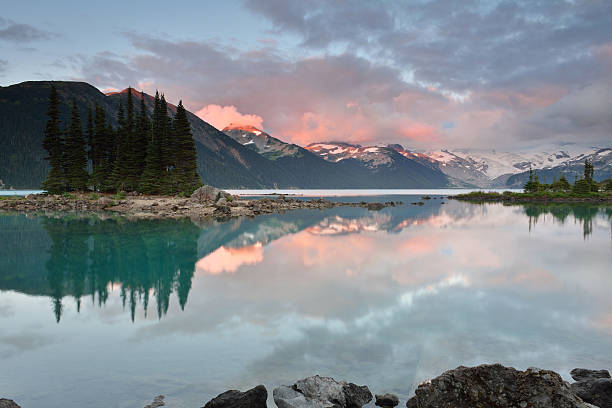 Garibaldi Lake Sunset "Garibaldi Provincial Park near whistler, British Columbia" garibaldi park stock pictures, royalty-free photos & images