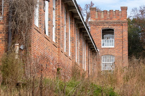 Abandoned red brick facotry in north carolina.
