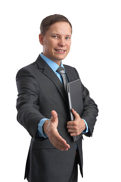 istock Businessman shaking hand isolated on white 178481687