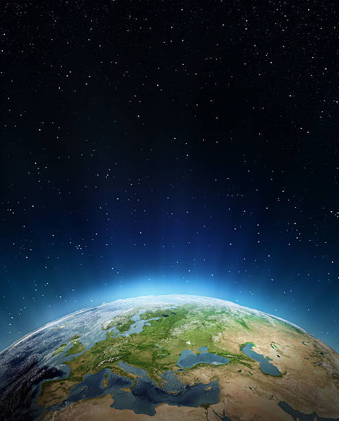 Overview of edge of the earth from outer space