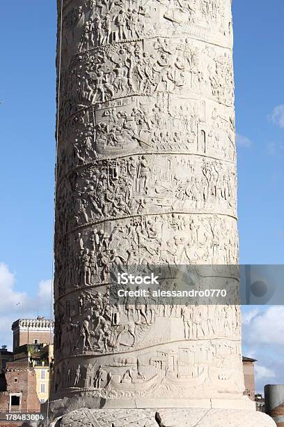 Trajan Column In Rome Stock Photo - Download Image Now - Ancient, Archaeology, Architectural Column