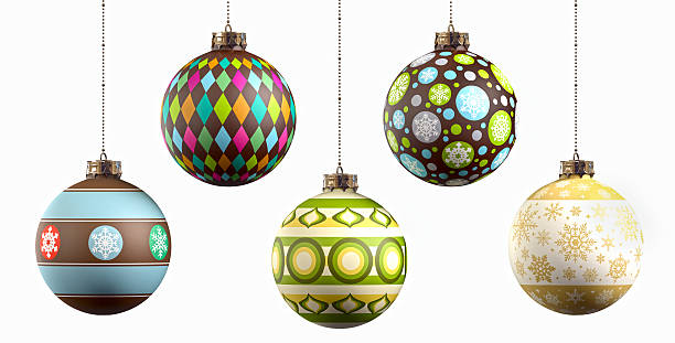 Five Retro Christmas Ornaments stock photo