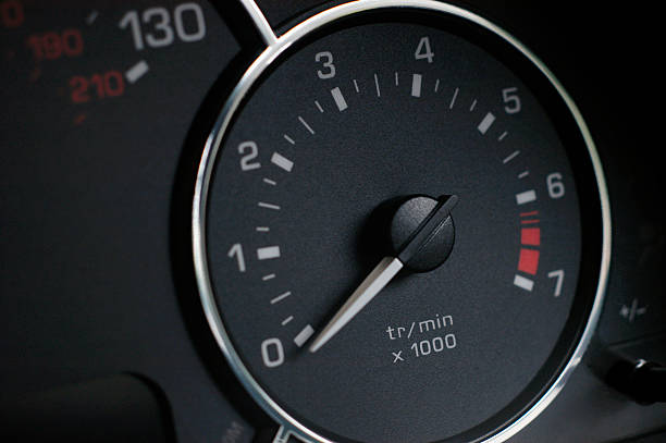 istock Dial and needle of Rev counter on new car 178483967