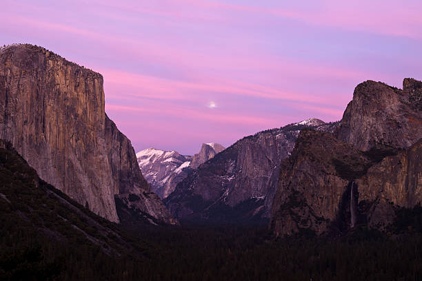Full Moon over Yosemite Valley stock photo