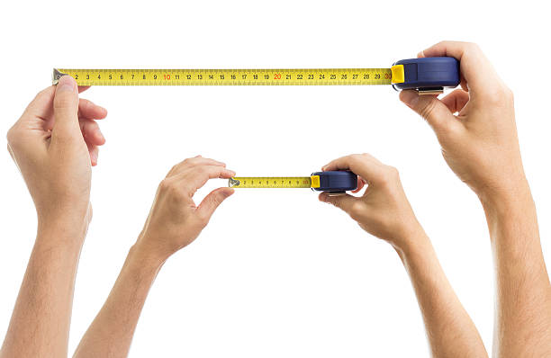 istock Hands with measure tape set isolated on white 178485742