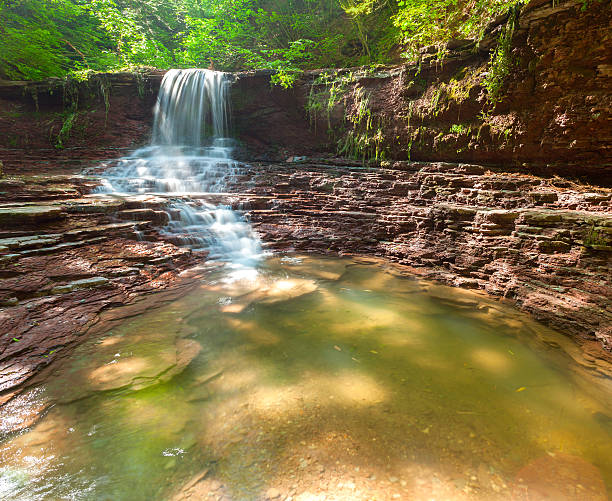 istock Tranquil waterfall scenery in the middle of green forest 178486006