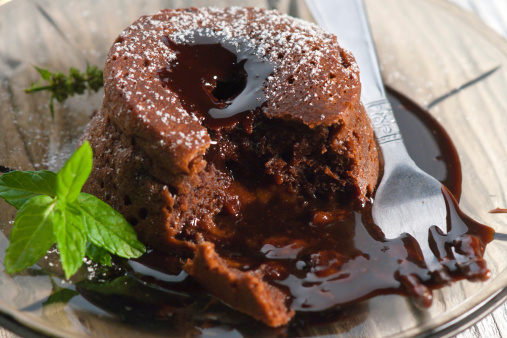 Warm chocolate cake with liquid core