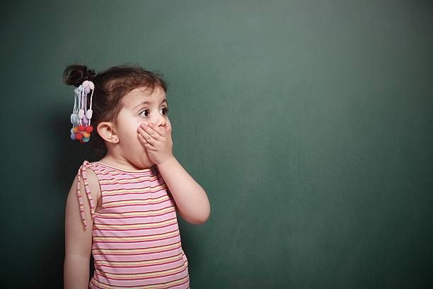 Little Girl Little Girl blackboard child shock screaming stock pictures, royalty-free photos & images