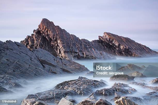 Seascape Waves In A Long Exposure Stock Photo - Download Image Now - Beach, Beauty In Nature, Black Color