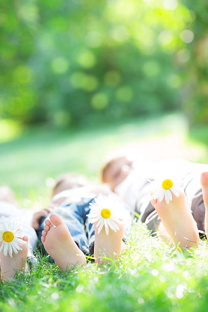 istock Happy family laying in the grass 178486878