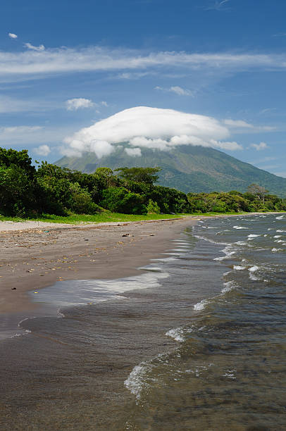 Volcano Concepcion on the island of Ometepe, surrounded by the waters of Nicaragua Lake.