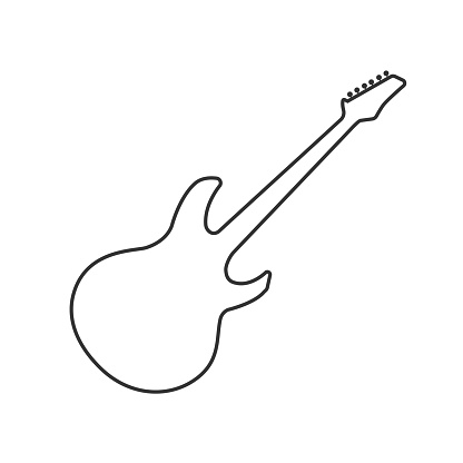 Electric guitar for any design needs line icon flat vector