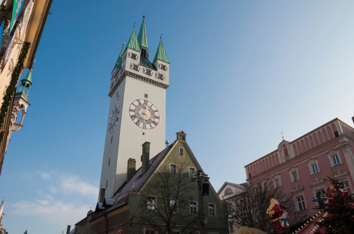 Low Angle View Of Clocktower Of St. Peter's Church In Munich, Germany