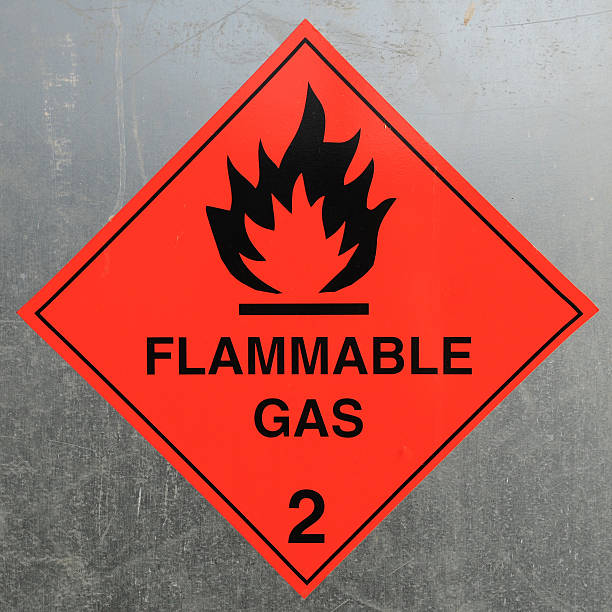 Flammamble Gas Sign Flammamble Gas Warning Sign warning sign photos stock pictures, royalty-free photos & images
