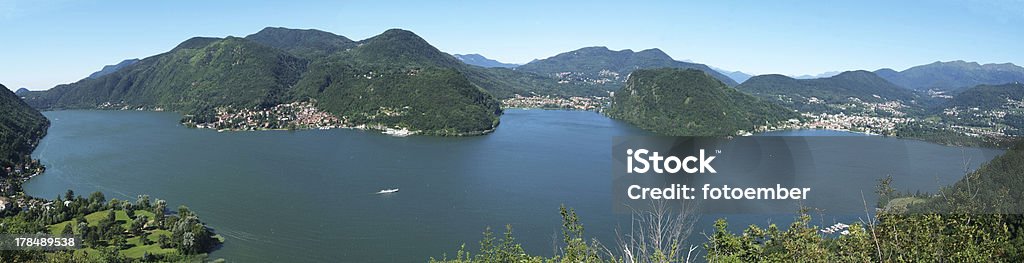 Paisagem com lago de Lugano - Foto de stock de Cantão de Ticino royalty-free