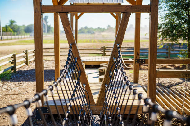 Rope bridge at a childrens playground