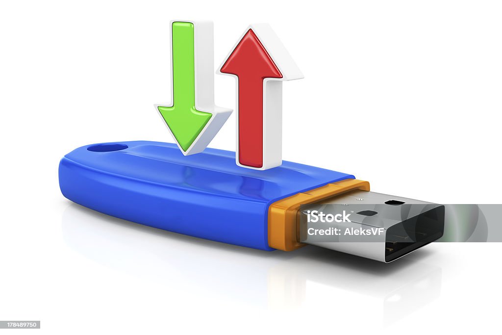 Unidad flash usb y flechas - Foto de stock de Archivo libre de derechos