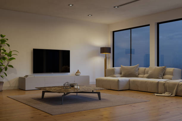 istock Modern Living Room Interior At Night 1784900935