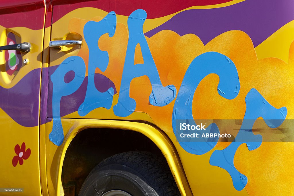 Peace graffiti Colorful peace graffiti on a vehicle horizontal Hippie Stock Photo