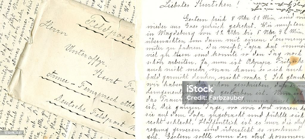 Exército serviço postal carta da Alemanha, 20.january 1918 - Foto de stock de Cultura Alemã royalty-free