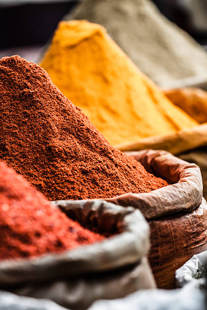 istock Traditional spices market in India. 178491085