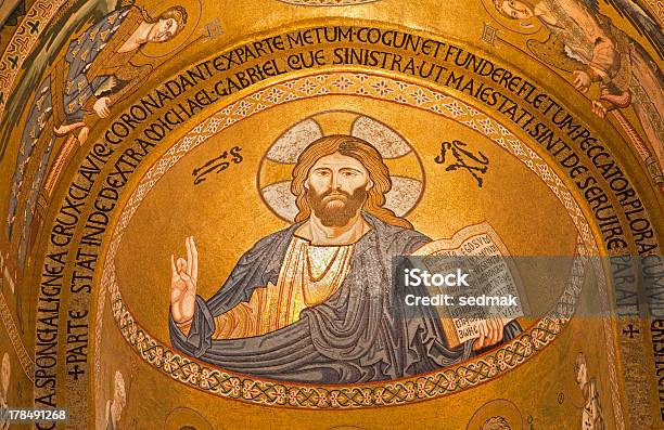 Palermo Mosaic Of Jesus Christ From Cappella Palatina Stock Photo - Download Image Now