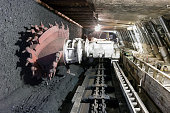 Large mine excavator mining coal