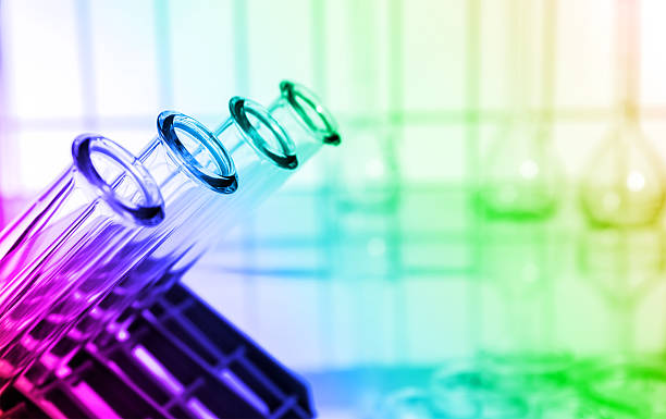 Close up view of Test Tubes on color background, stock photo