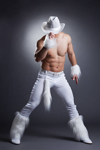 セクシーなダンスホワイトのカウボーイの衣装 - male stripper ストックフォトと画像