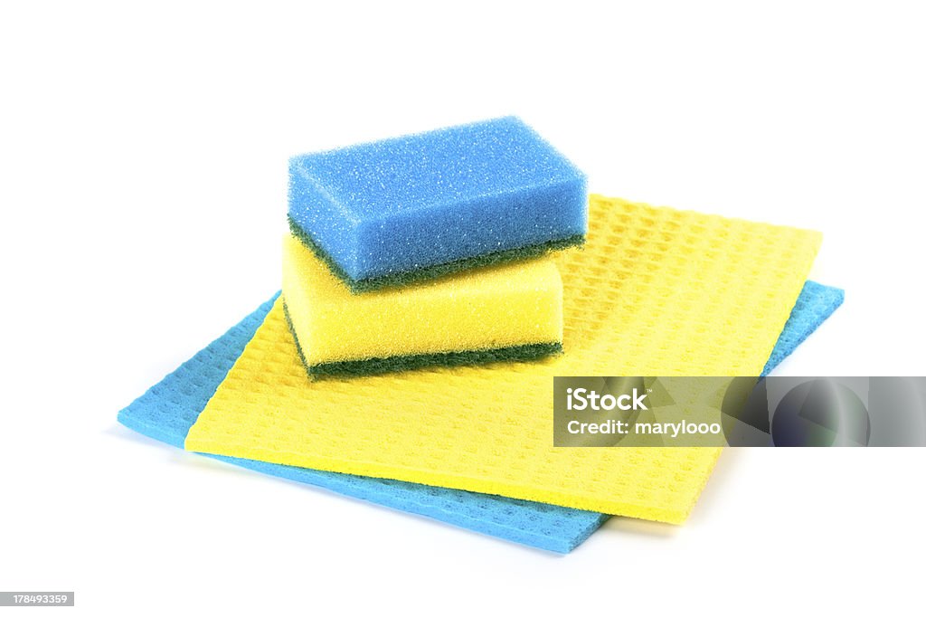 Azul e amarelo esponjas - Royalty-free Afazeres Domésticos Foto de stock