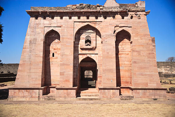 Facade of the Swinging Palace in Mandu, India stock photo