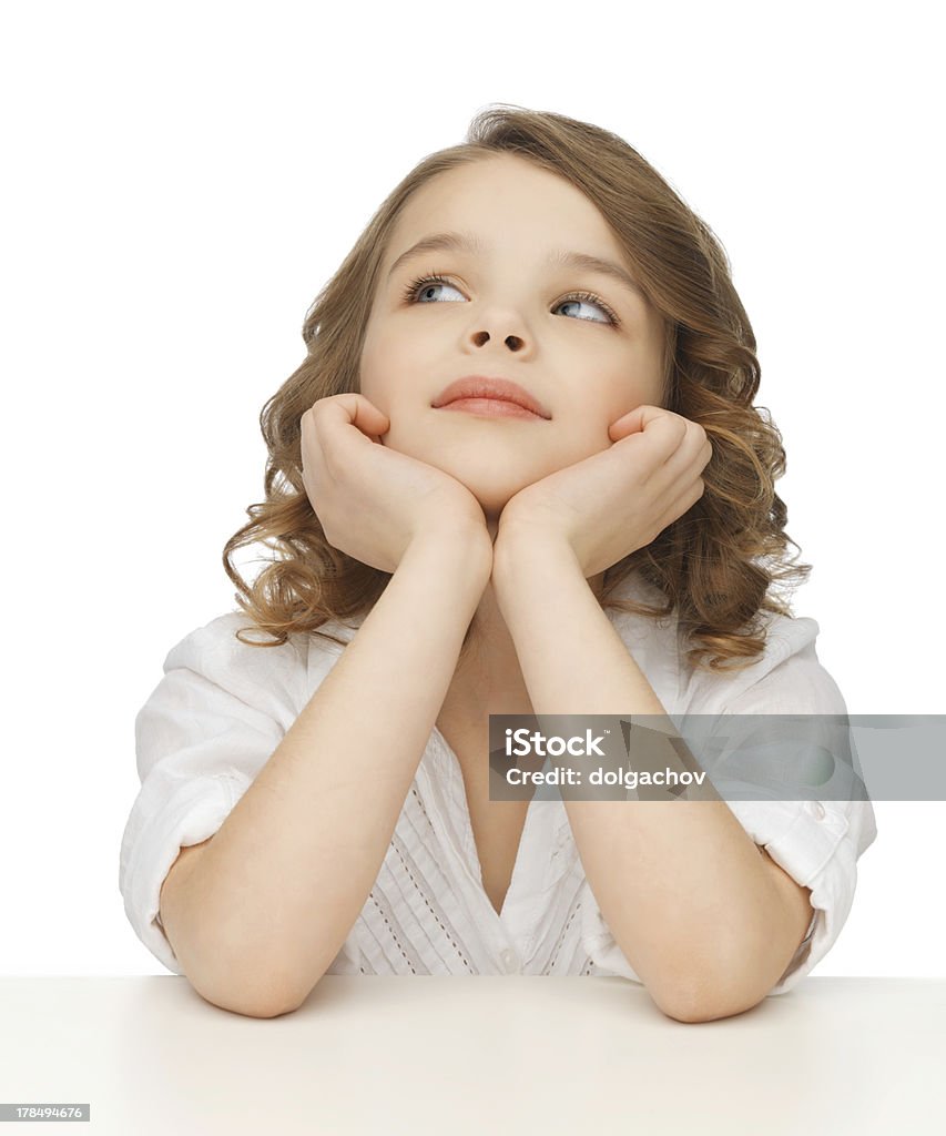 pre-teen girl in casual clothes picture of thinking pre-teen girl in casual clothes Adult Stock Photo