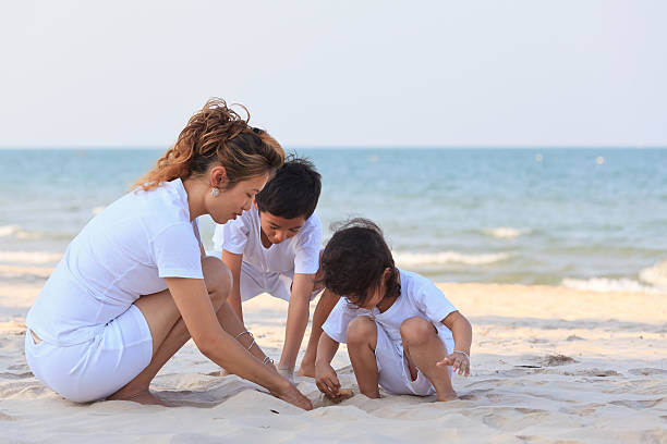 istock Asian family play sand on beach 178495010