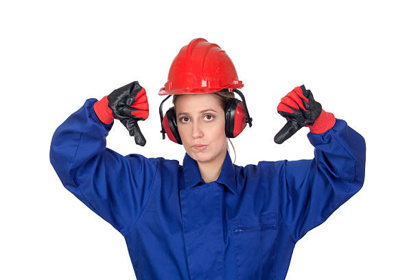 istock Industrial worker woman with the thumbs down 178496540