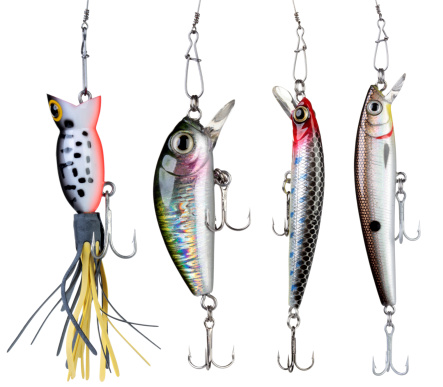 Fishing baits isolated on white background. Set.