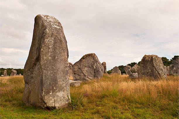 carnac megalithic ストーン、ブリッタニー,france - archeologie ストックフォトと画像