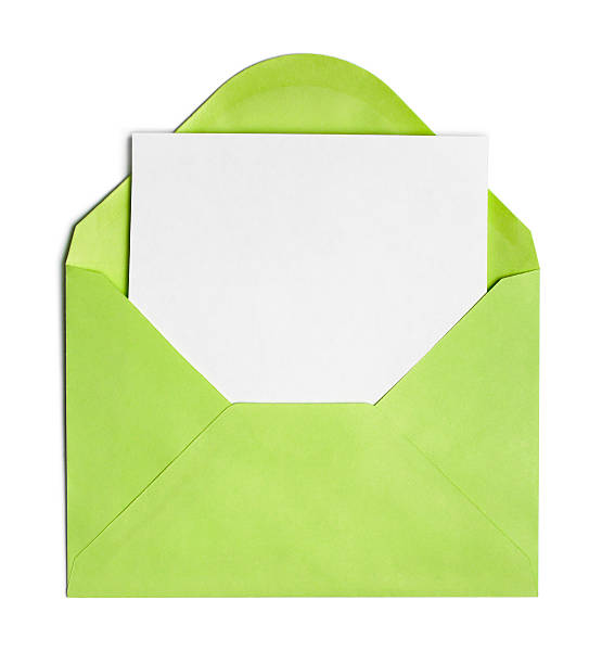 istock Opened green envelope or cover with blank paper sheet included 178496625