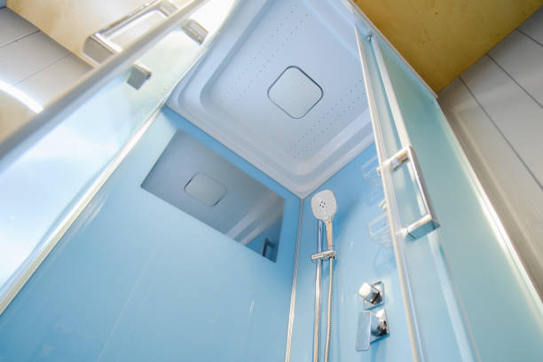 istock The clean and modern bathroom design includes a spacious shower cabin. 1784972626