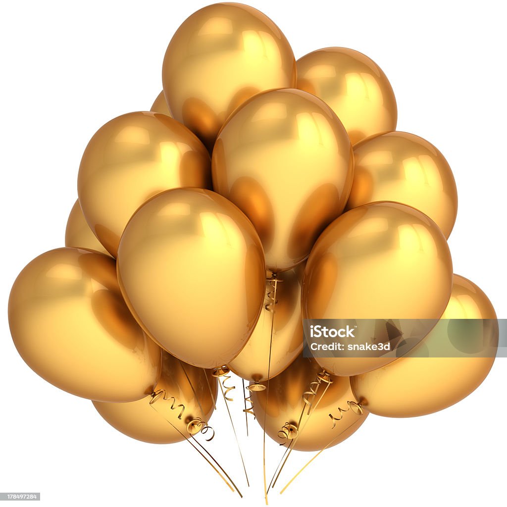 Gold-участник воздушных шарах счастливый день рождения Роскошные украшения - Стоковые фото Воздушный шарик роялти-фри