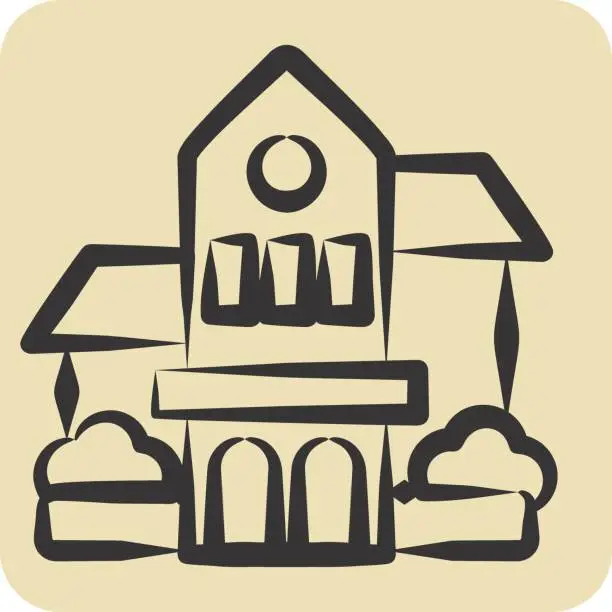 Vector illustration of Icon Bishop Museum. related to Hawaii symbol. hand drawn style. simple design editable. vector