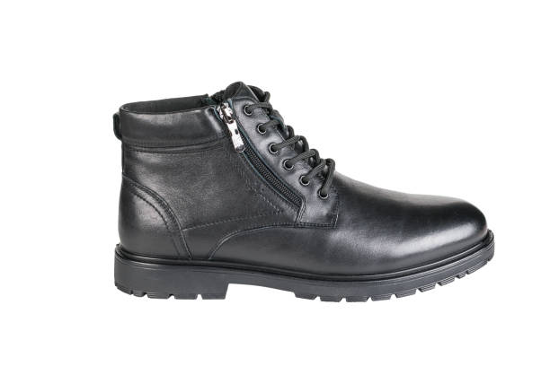 istock Leather black men's shoe isolated on a white background. 1784984041