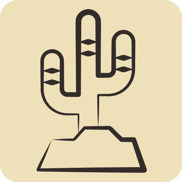 Icon Cactus. related to American Indigenous symbol. hand drawn style. simple design editable. simple illustration Icon Cactus. related to American Indigenous symbol. hand drawn style. simple design editable. simple illustration thanksgiving live wallpaper stock illustrations